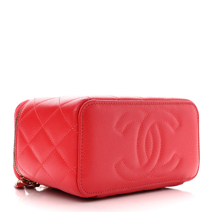 Chanel Caviar Quilted Small Vanity Case With Chain Red 4 of 10