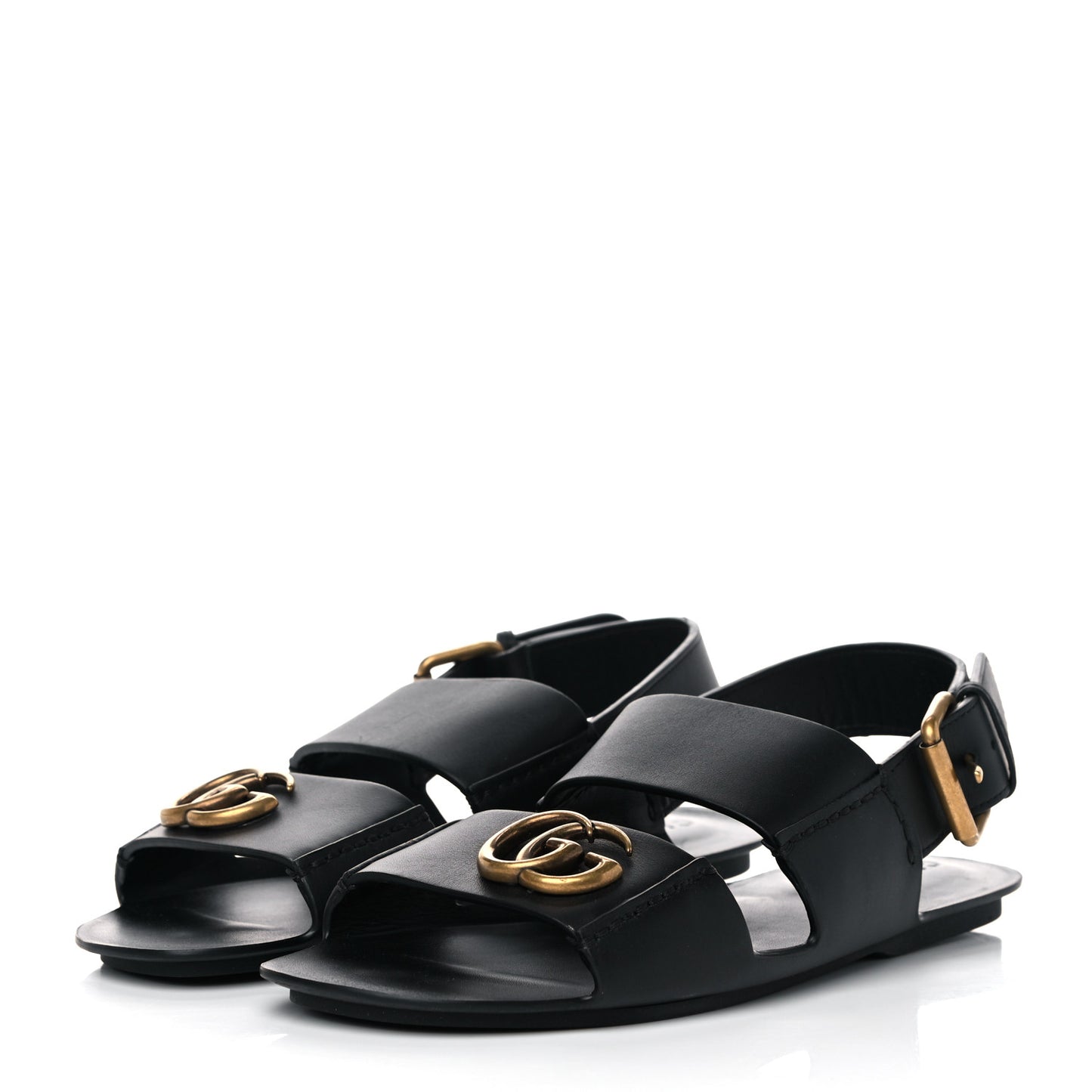Calfskin Mens GG Marmont Sandals 6 Black