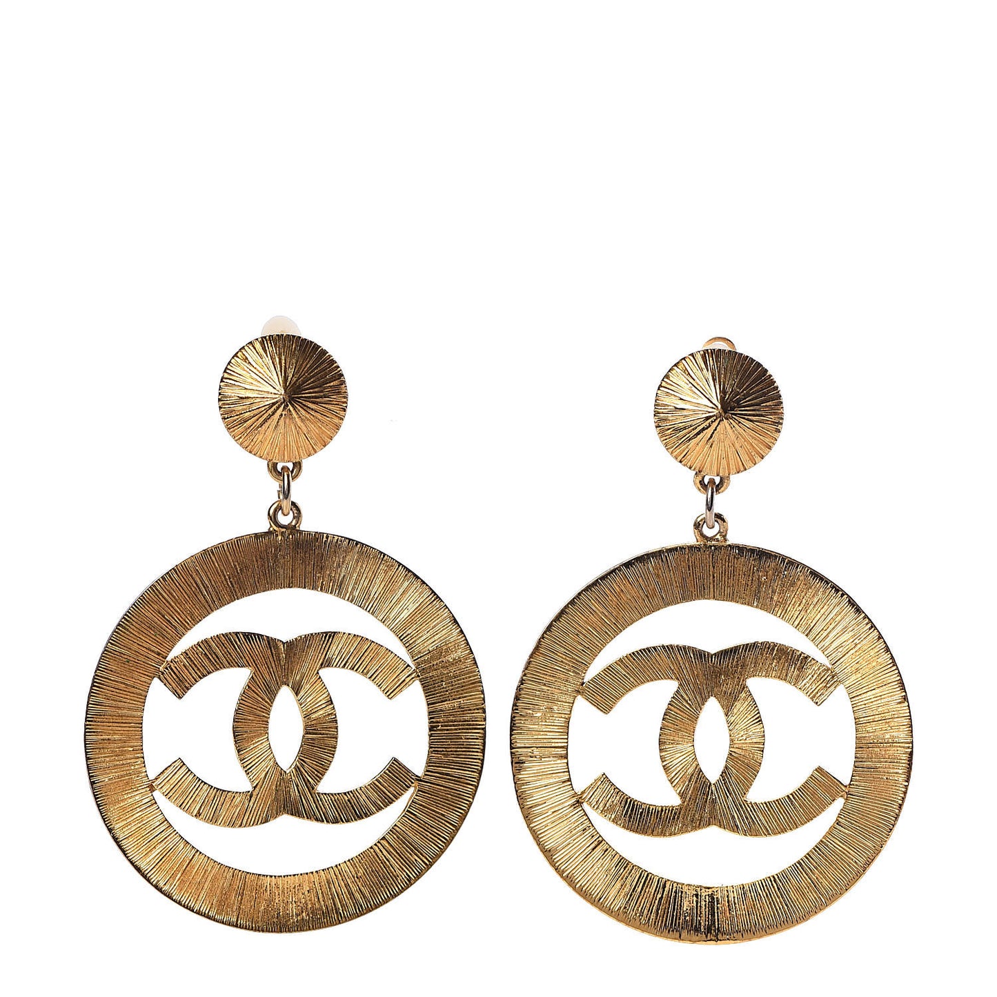 CC Large Drop Clip On Earrings Gold