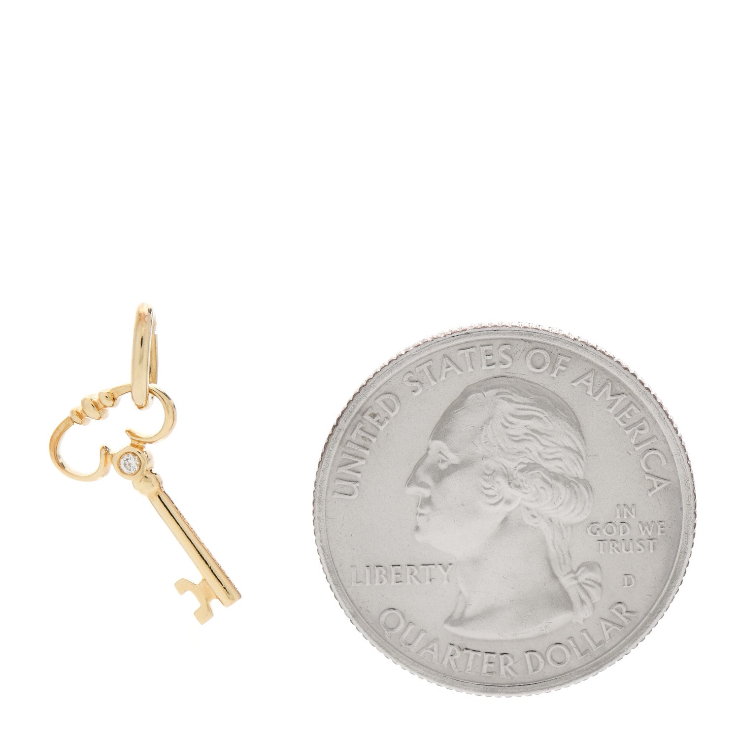 Tiffany 18K Yellow Gold Diamond Mini Key Charm 2 of 5
