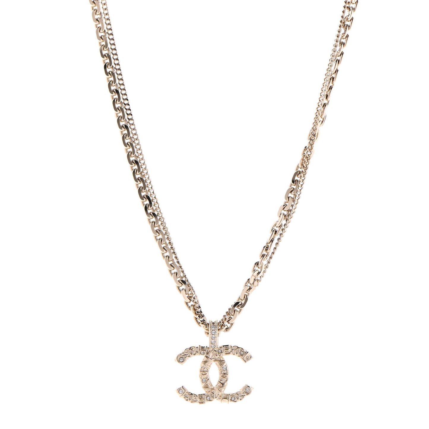 Crystal CC Multi Strand Chain Necklace Gold