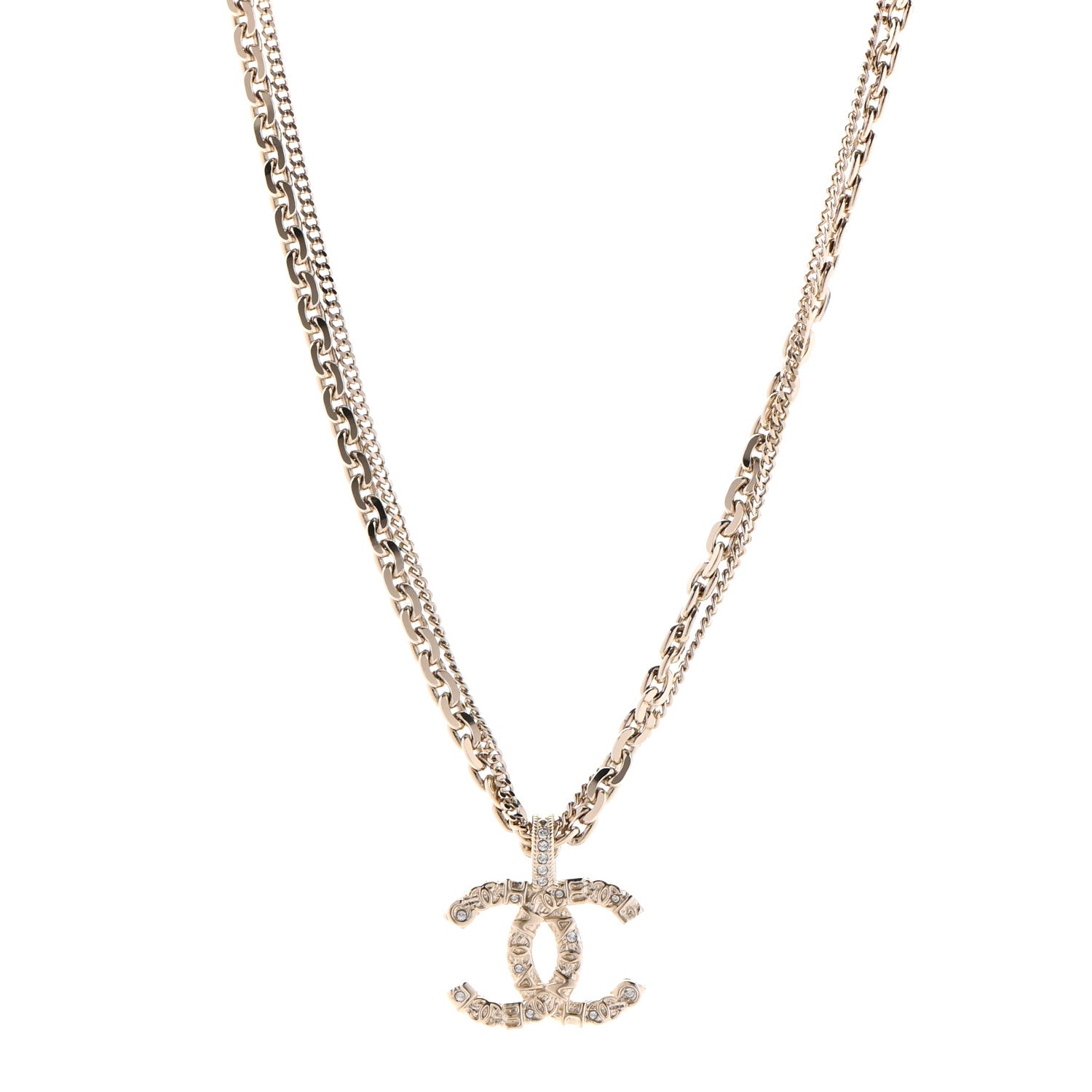 Chanel Crystal CC Multi Strand Chain Necklace Gold 1 of 5