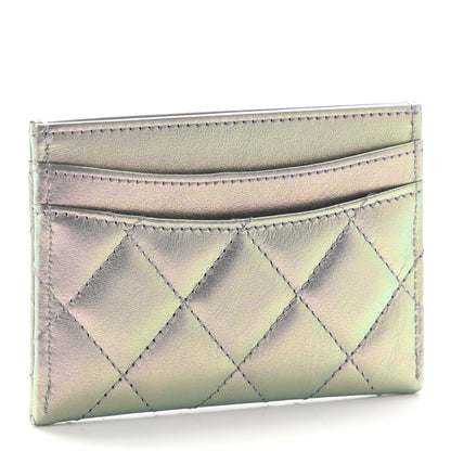 Chanel Iridescent Calfskin Quilted Card Holder Light Purple 3 of 7