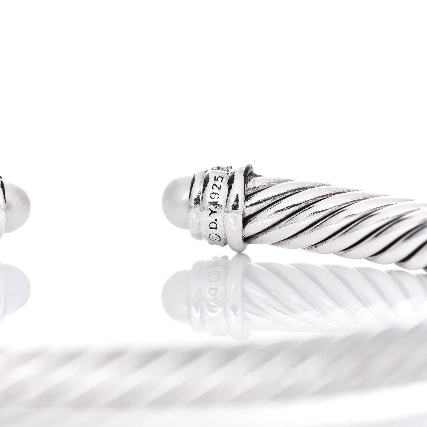 Sterling Silver Diamond Pearl 5mm Cable Classics Bracelet