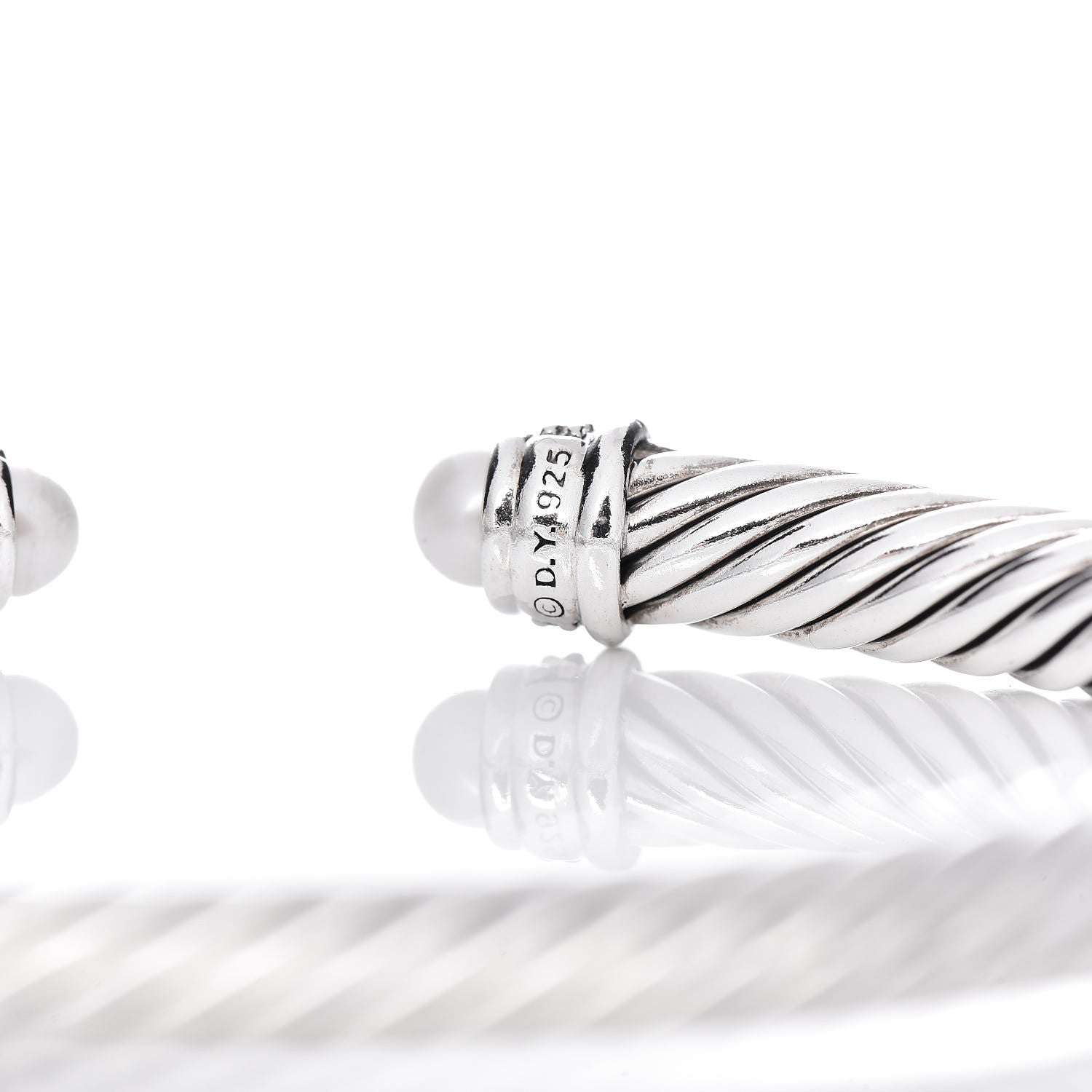 David Yurman Sterling Silver Diamond Pearl 5mm Cable Classics Bracelet 4 of 4