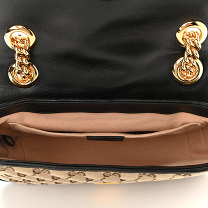 Gucci Monogram Matelasse Diagonal Mini GG Marmont Shoulder Bag Beige Black 5 of 8