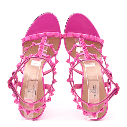 Valentino Garavani Patent Lacquered Monochrome Rockstud Gladiator 105mm Sandals 38.5 Pink PP 2 of 8