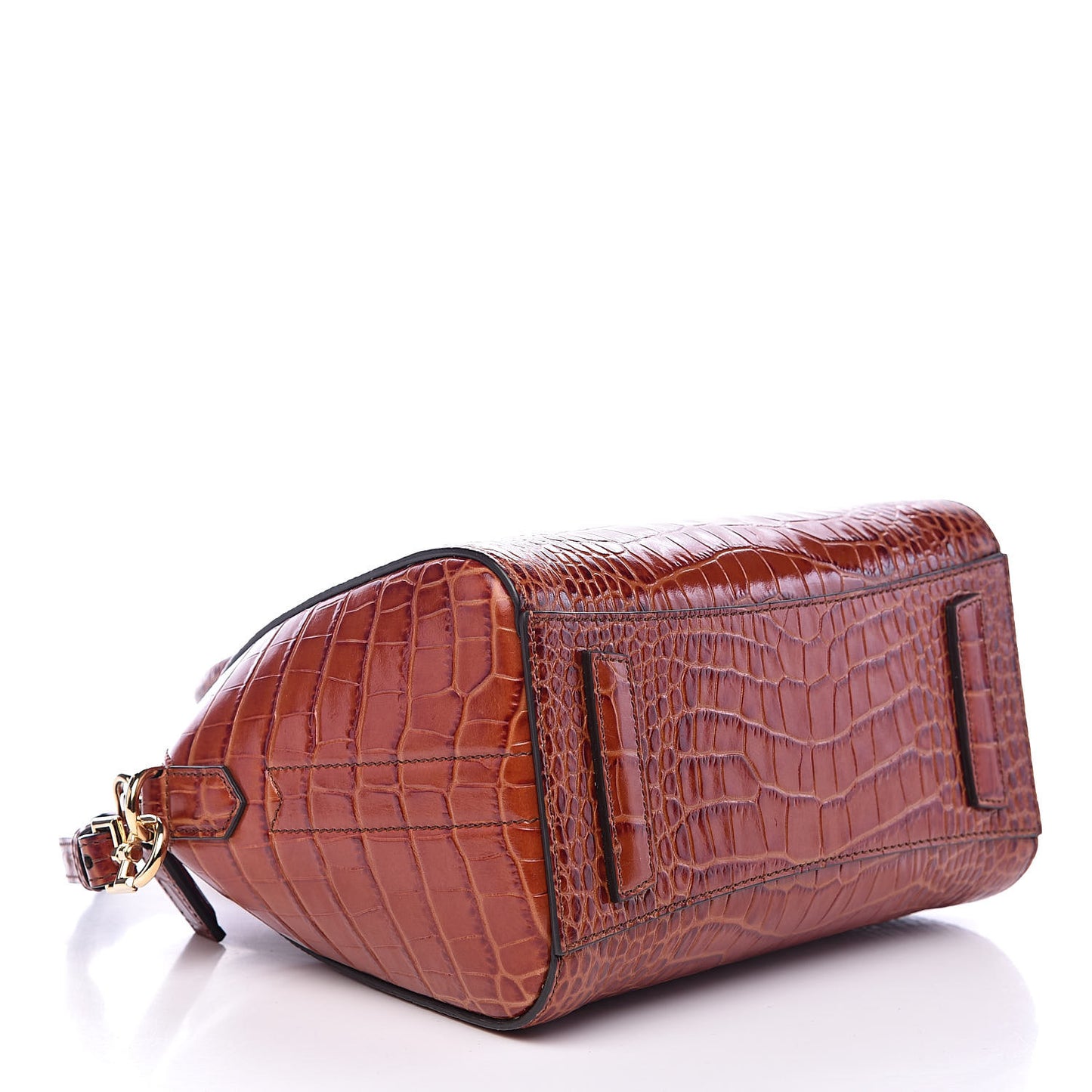 Calfskin Crocodile Embossed Mini Antigona Cognac