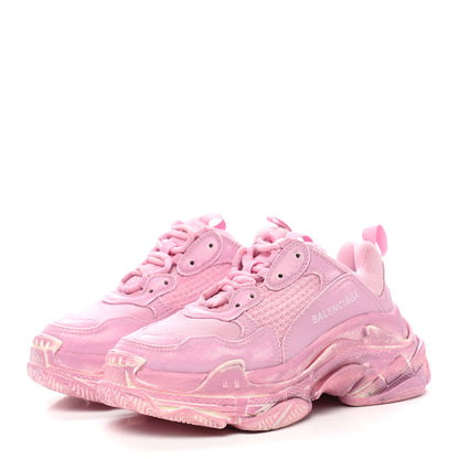 Balenciaga Fabric Mesh Distressed Womens Triple S Sneakers 36 Pink 3 of 8