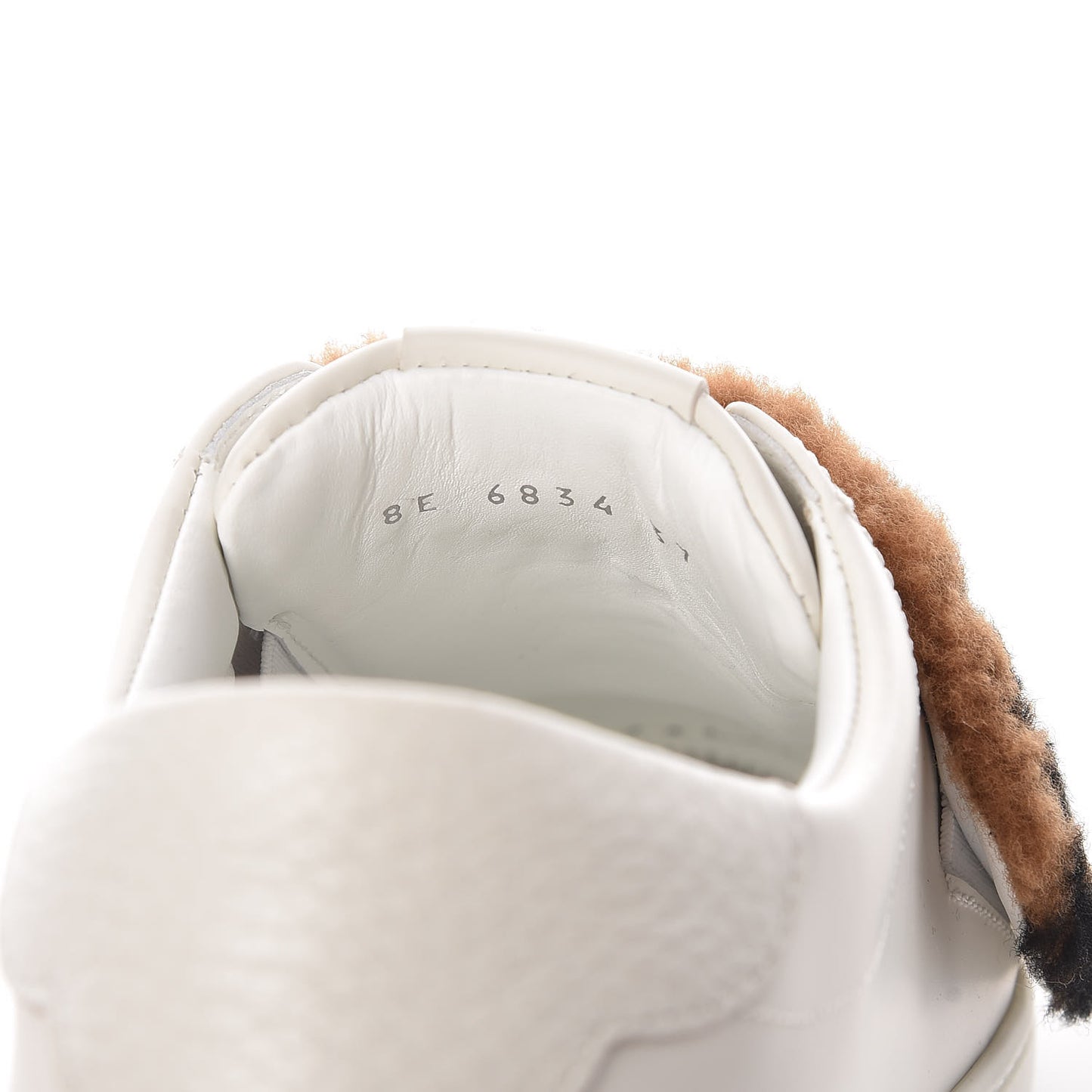 Vitello Shearling FF Velcro Slip On Sneakers 37 White
