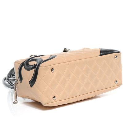Chanel Calfskin Quilted Large Cambon Bowler Beige Black 4 of 11
