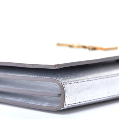 Saint Laurent Metallic Calfskin Monogram Chain Wallet Argento 6 of 11