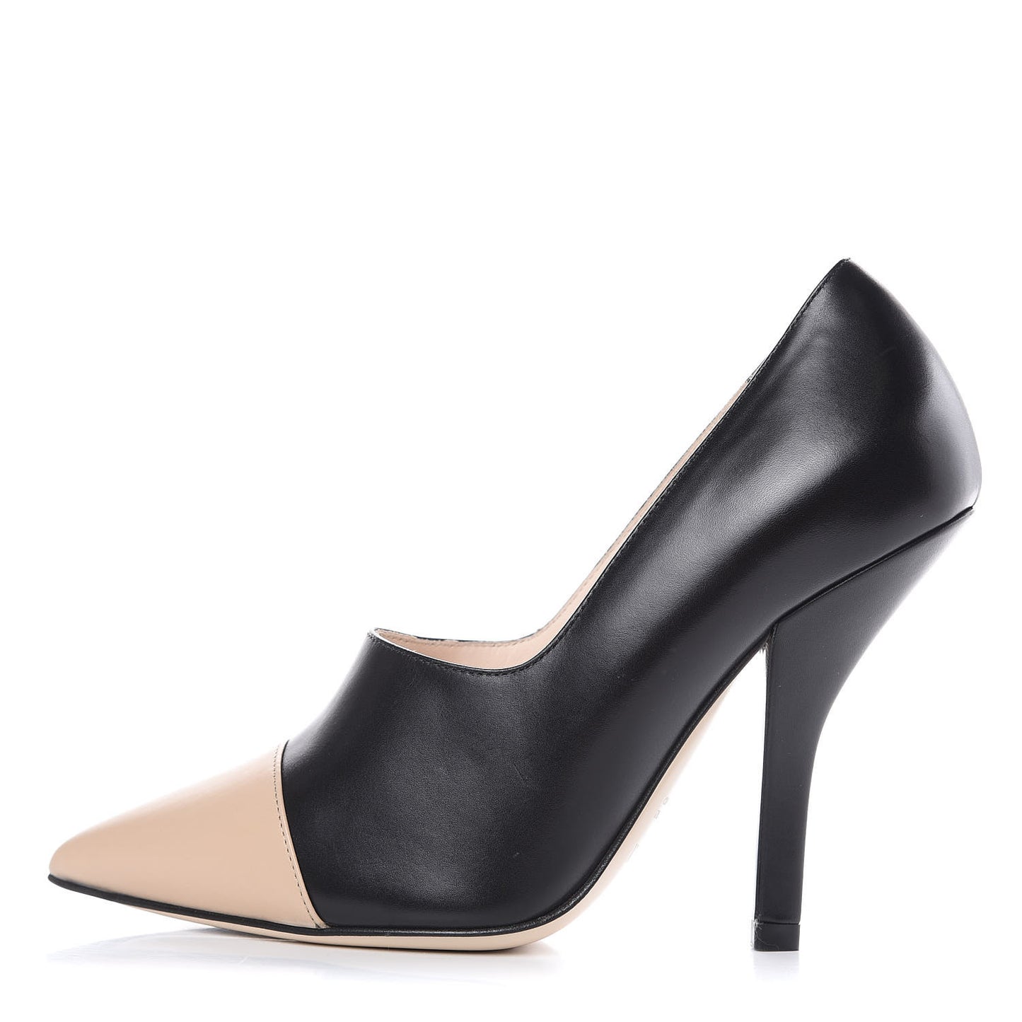 Calfskin Curved Heel Pumps 36 Black Beige