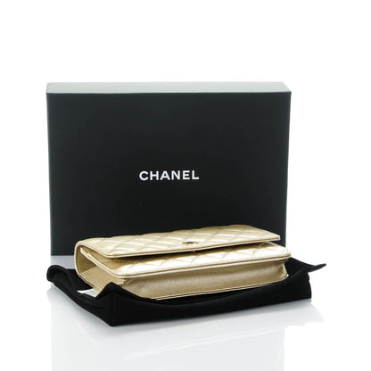 Chanel Pearly Caviar Quilted Wallet On Chain WOC Light Gold 4 of 8