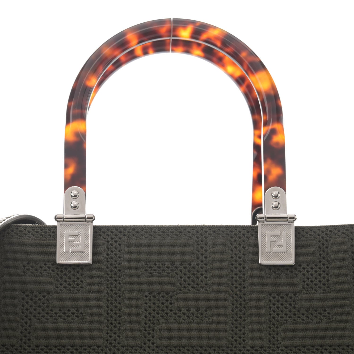 Fendi Technical Fabric Plexiglass FF Medium Fendi Sunshine Shopper Tote Wood 8 of 13