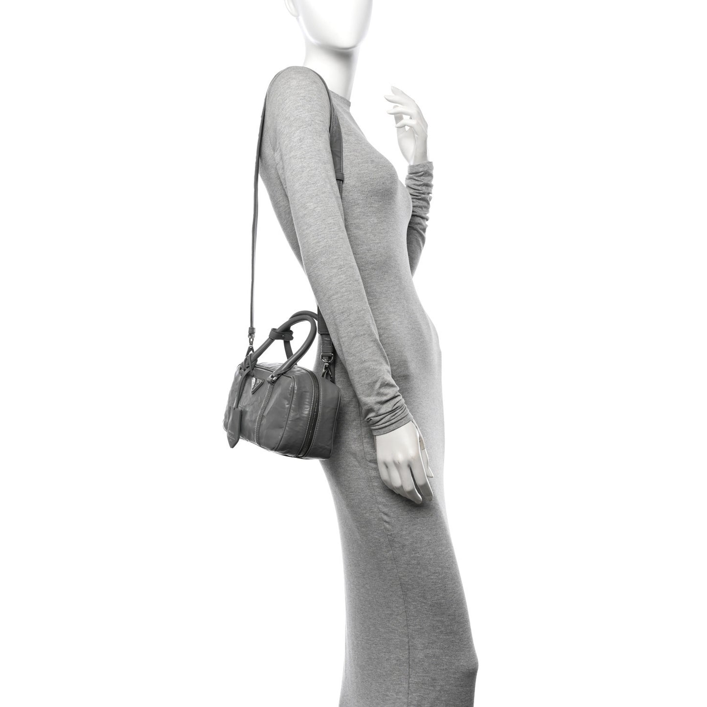 Nappa Antique Small Re-Edition 2001 Two Handle Crossbody Bag Ardesia