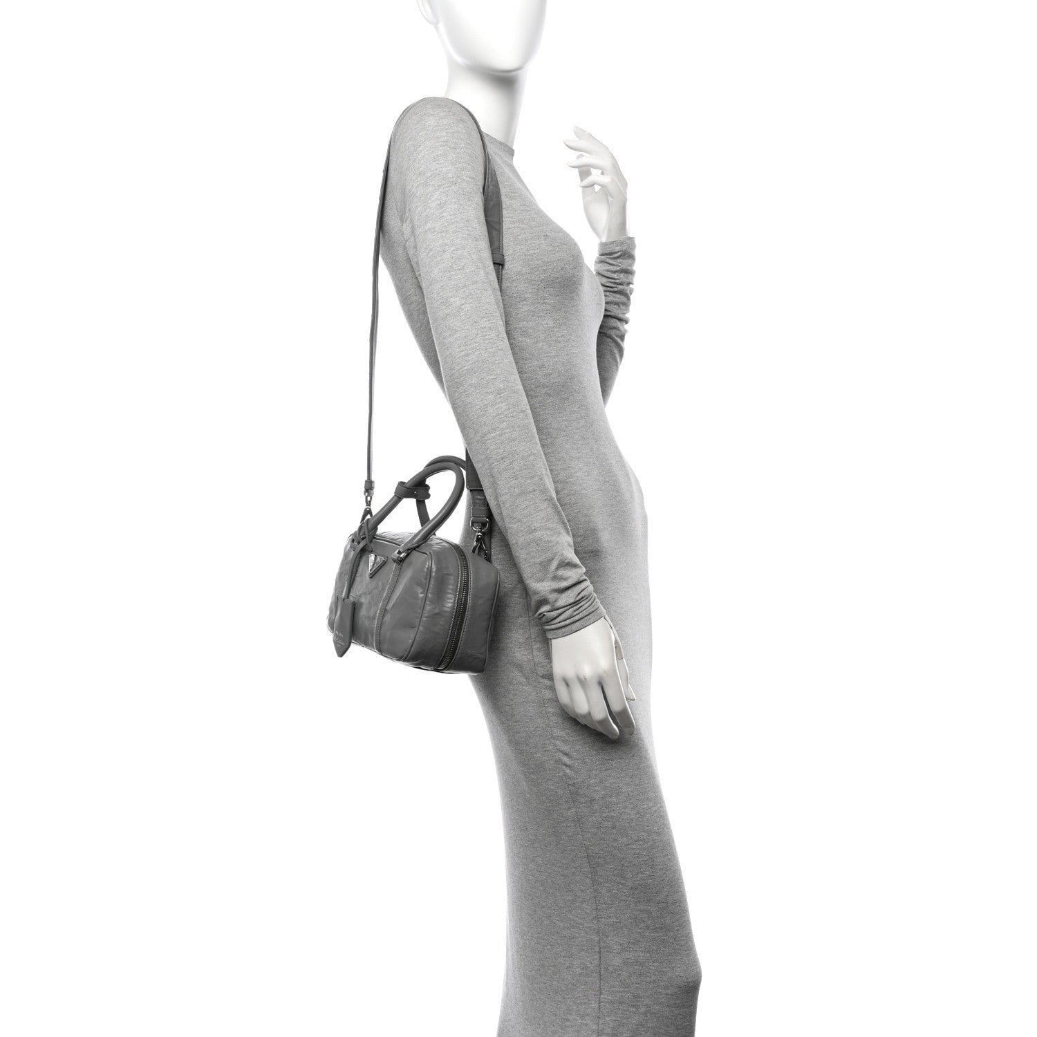 Prada Nappa Antique Small Re-Edition 2001 Two Handle Crossbody Bag Ardesia 2 of 15