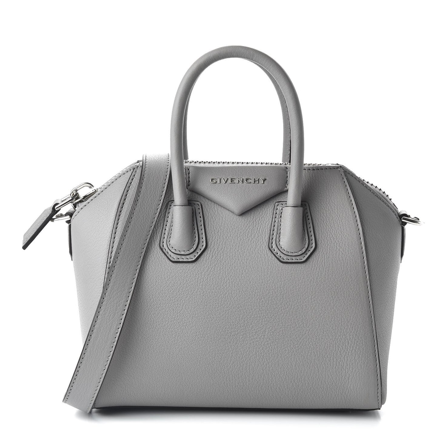 Sugar Goatskin Mini Antigona Pearl Grey