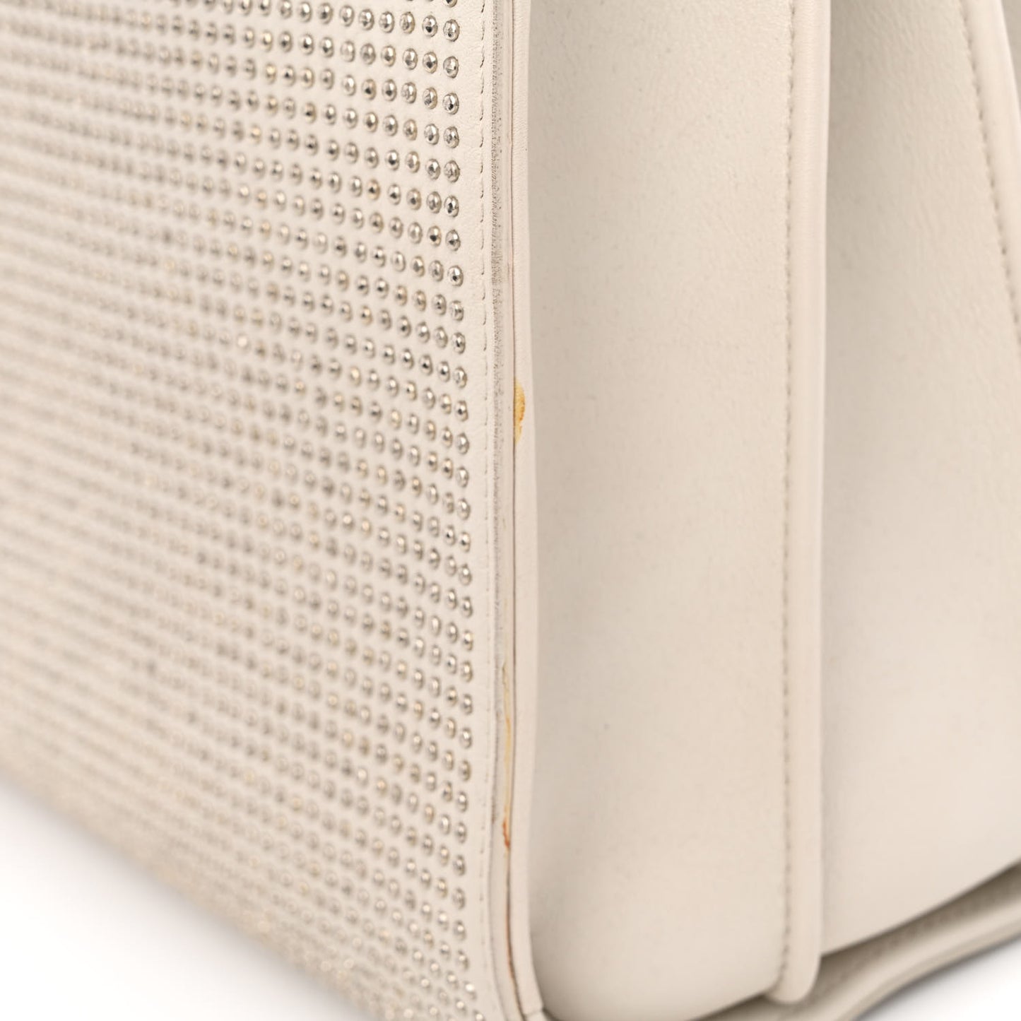 Calfskin Studded Small Sac De Jour White