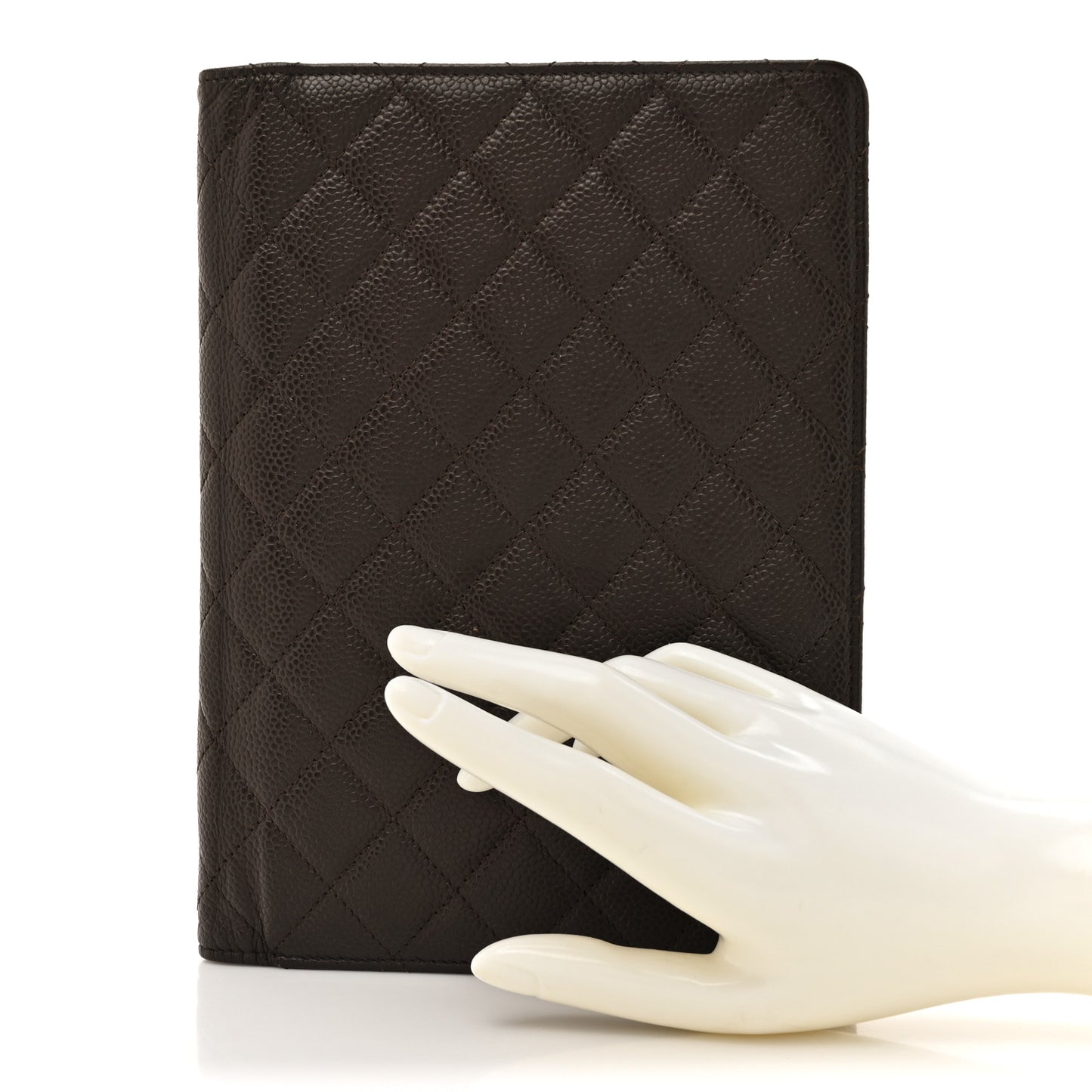 Caviar Quilted Large Agenda Cover Dark Brown