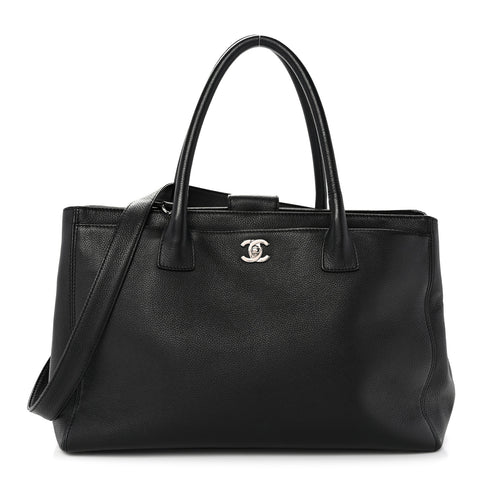 Calfskin Cerf Executive Shopper Tote Black