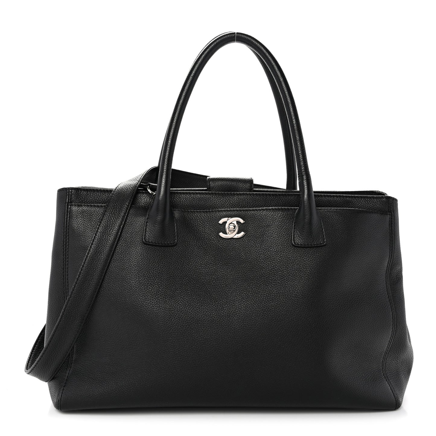 Calfskin Cerf Executive Shopper Tote Black
