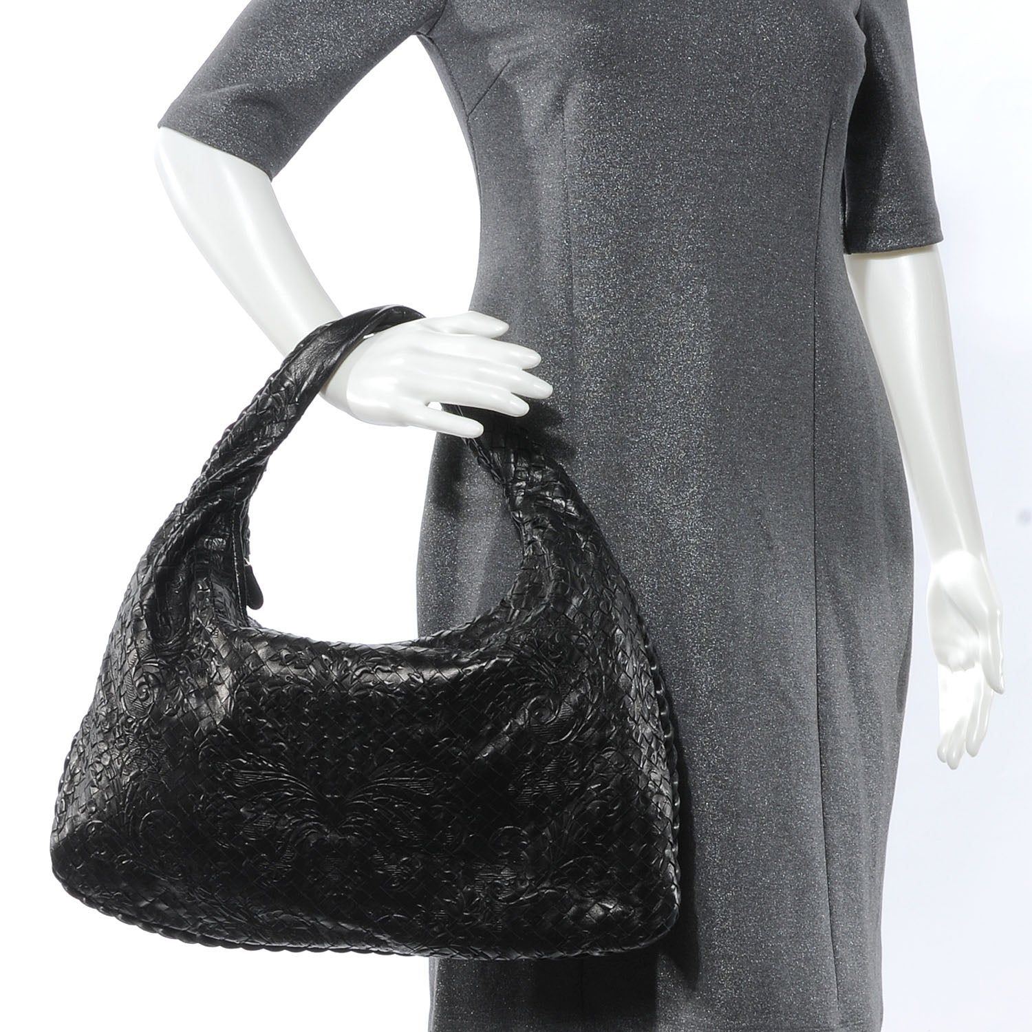 Bottega Veneta Nappa Intrecciato Embossed Medium Veneta Hobo Black 2 of 7