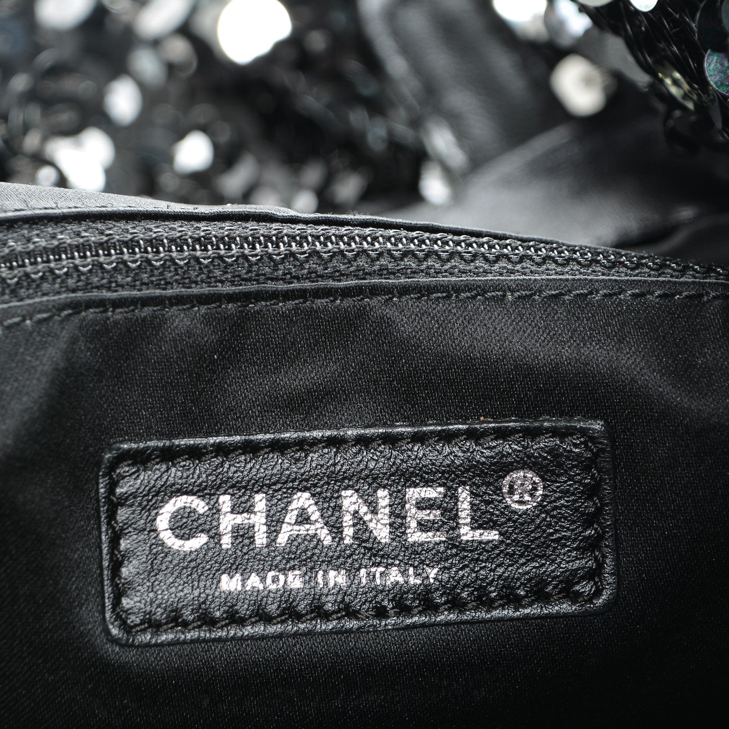Chanel Sequin Summer Night Drawstring Tote Black 6 of 7
