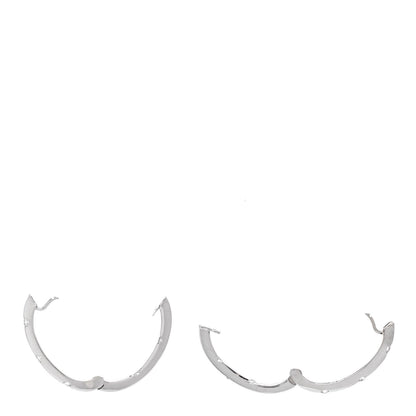 Roberto Coin 18K White Gold Diamond Flat Oval Hoop Earrings 3 of 4