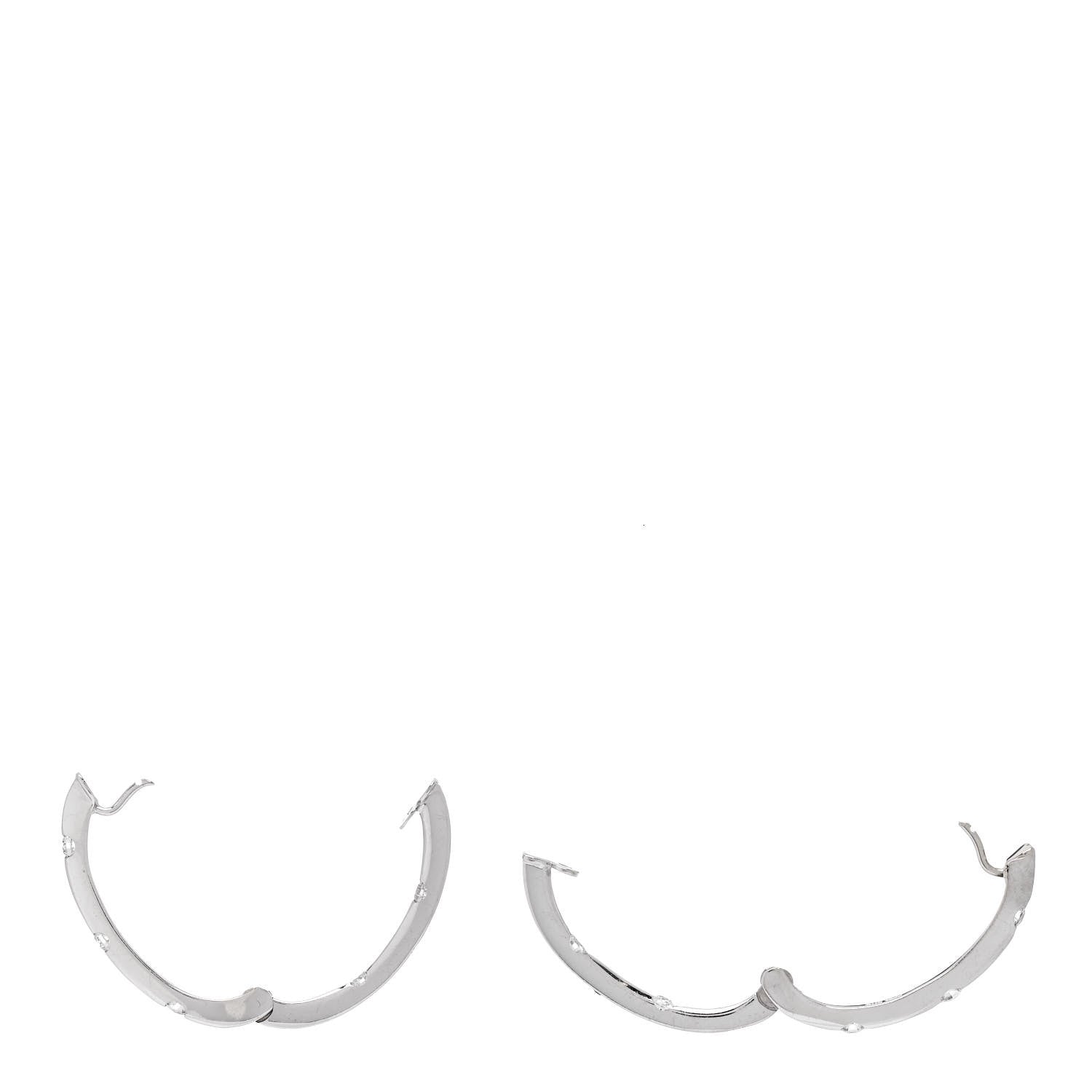 Roberto Coin 18K White Gold Diamond Flat Oval Hoop Earrings 3 of 4