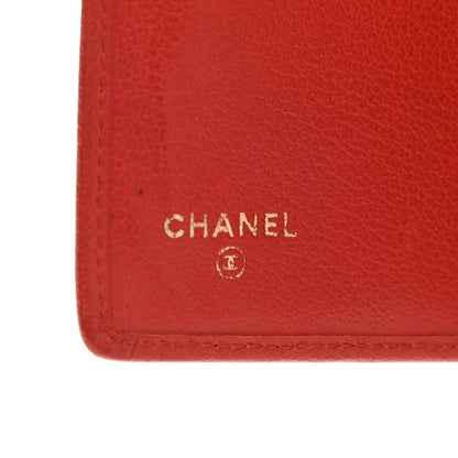 Chanel Goatskin Camellia Embossed Yen Wallet Red 6 of 8