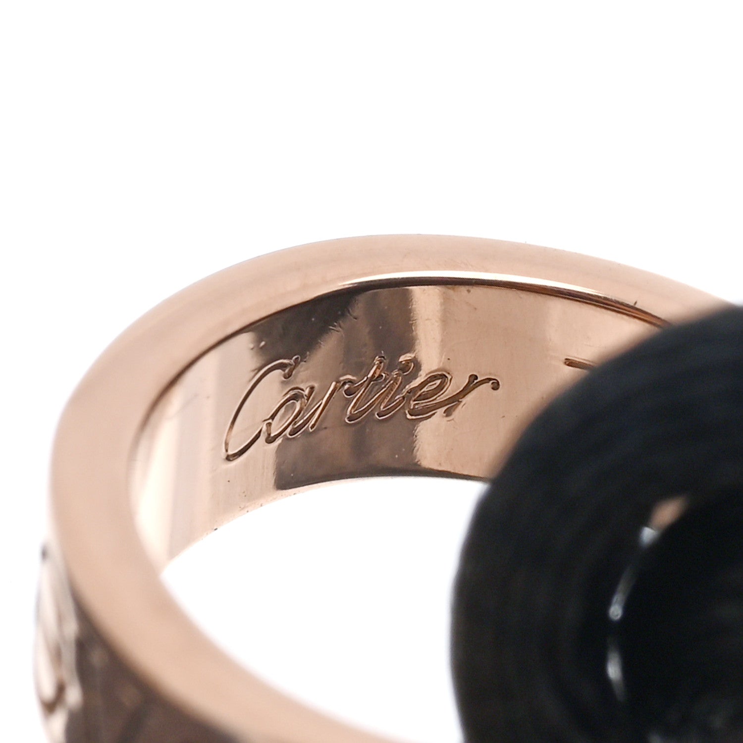 Cartier 18K Pink Gold Charity LOVE Adjustable Cord Bracelet Black 3 of 4