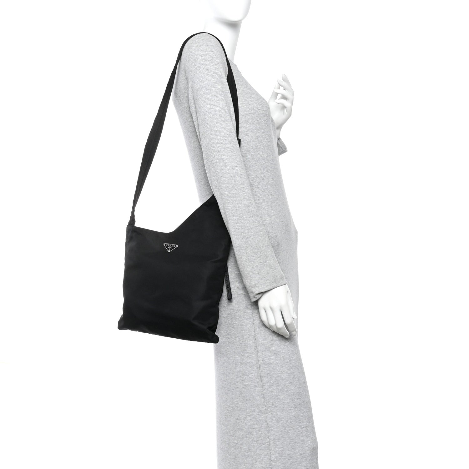 Prada Tessuto Nylon Saffiano Flat Messenger Bag Black 2 of 9