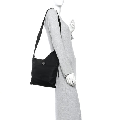 Prada Tessuto Nylon Saffiano Flat Messenger Bag Black 2 of 9