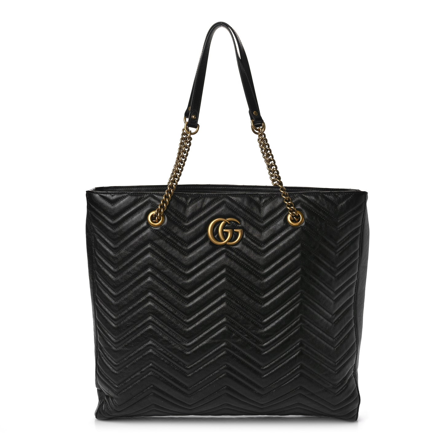 Azalea Calfskin Matelasse Large GG Marmont Slim Tote Black