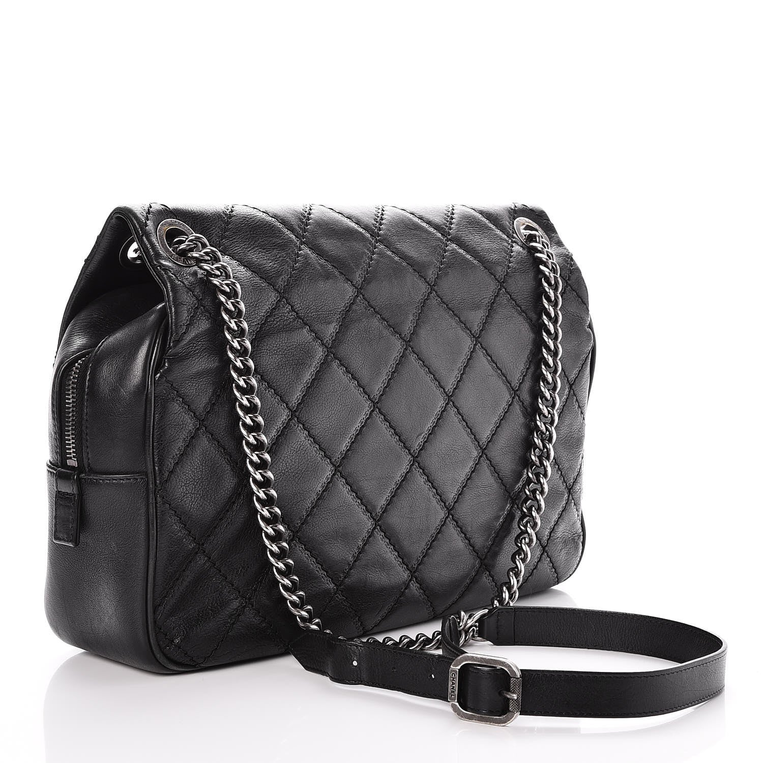 Chanel Calfskin Quilted Jumbo Coco Sporran Flap Black 4 of 8