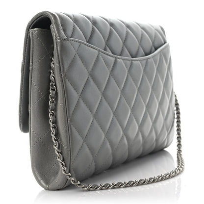 Chanel Lambskin Quilted Clutch With Chain Flap Grey 3 of 9