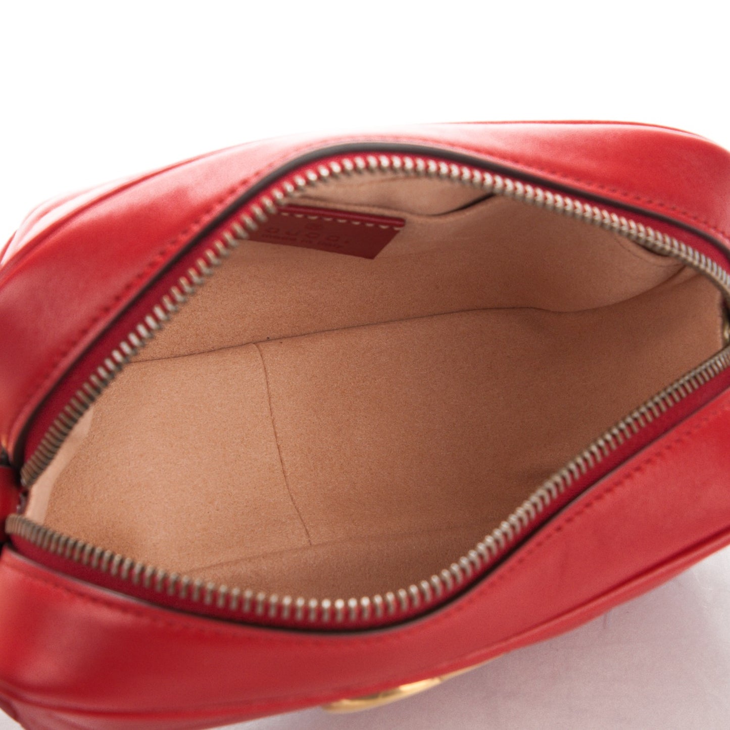 Calfskin Matelasse Mini GG Marmont Chain Shoulder Bag Hibiscus Red