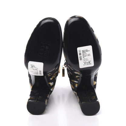 Saint Laurent Jacquard Leopard Loulou Ankle Boots 38 Oro 5 of 9