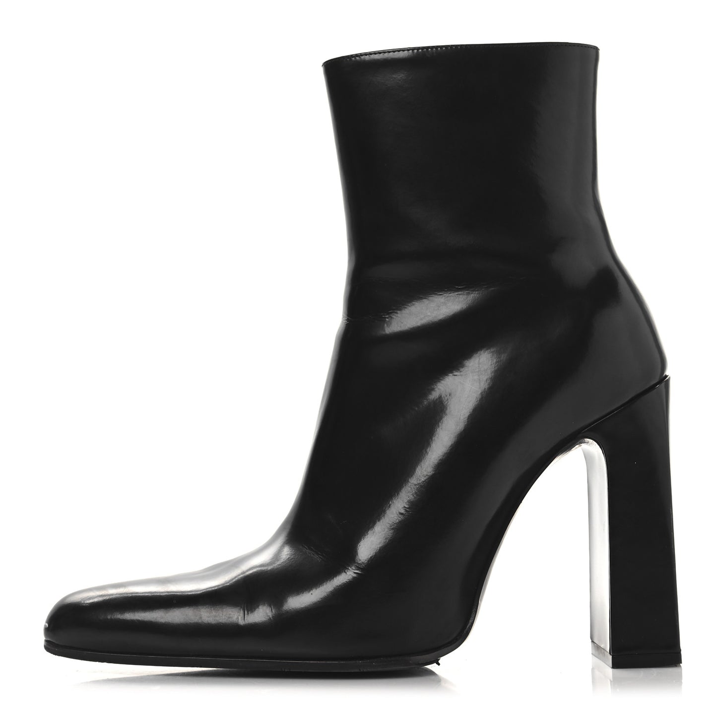 Patinated Calfskin Round Toe 110 Booties 38 Black