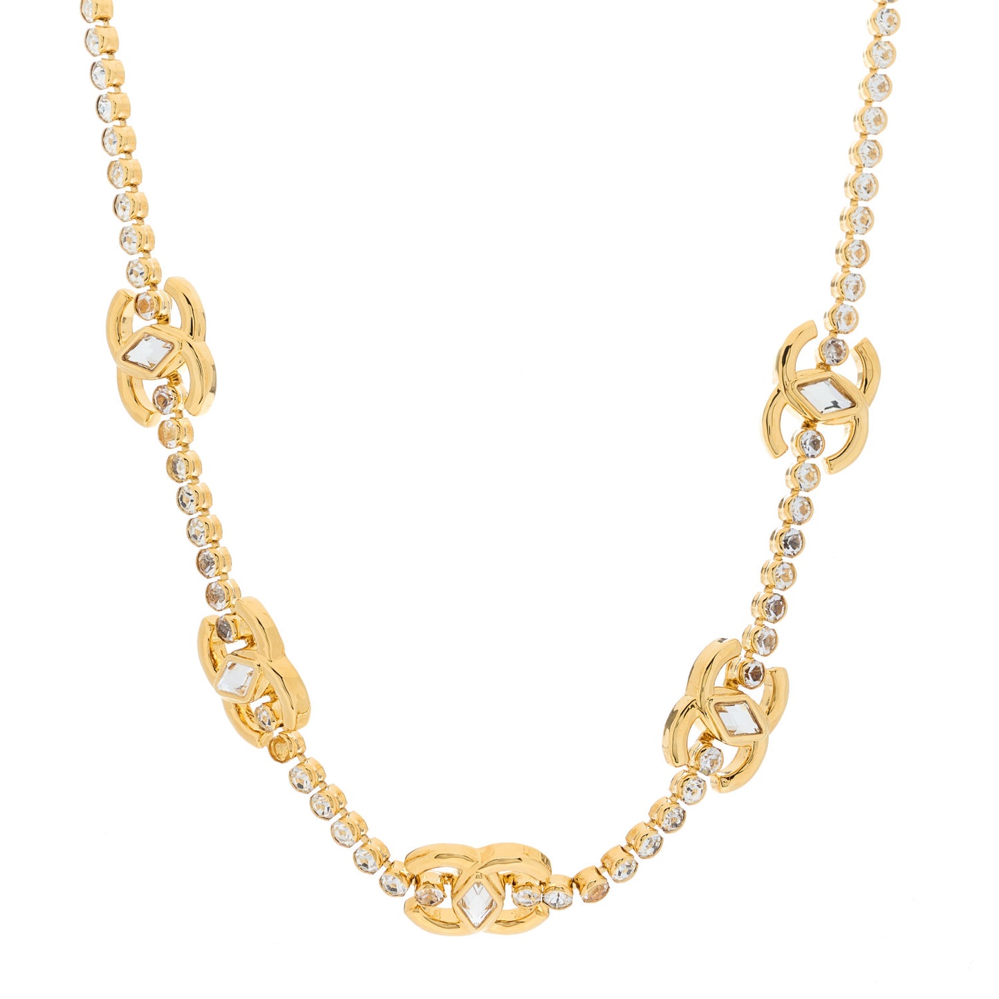 Metal Crystal CC Marquise Choker Gold