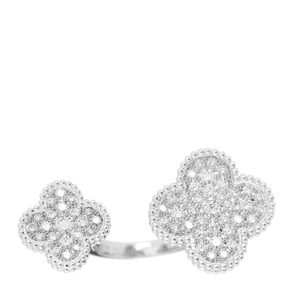 Van Cleef & Arpels 18K White Gold Diamond Magic Alhambra Between the Finger Ring 53 6.25 1 of 5