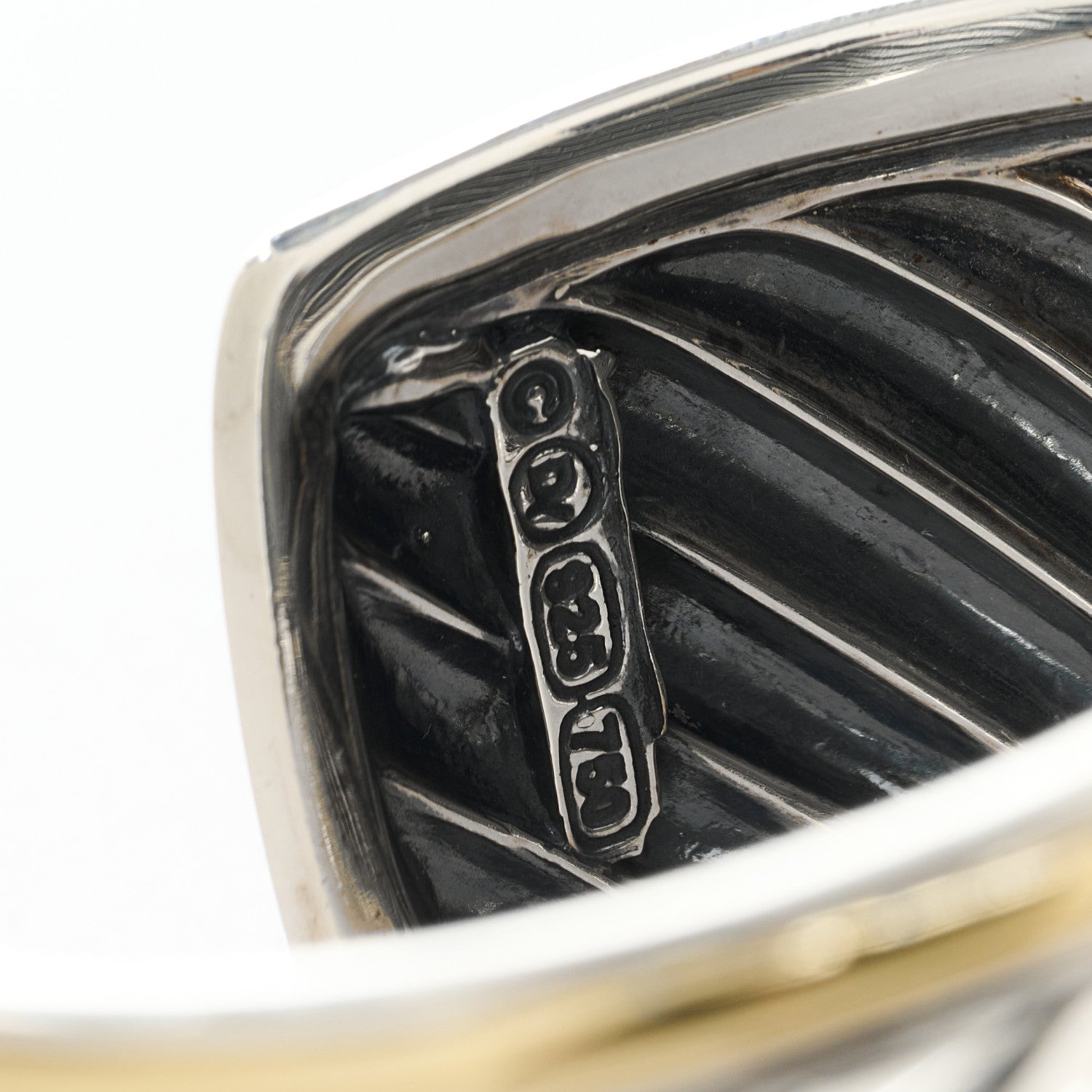 David Yurman Sterling Silver 18K Yellow Gold 41mm Sculpted Cable Cuff Bracelet 3 of 3