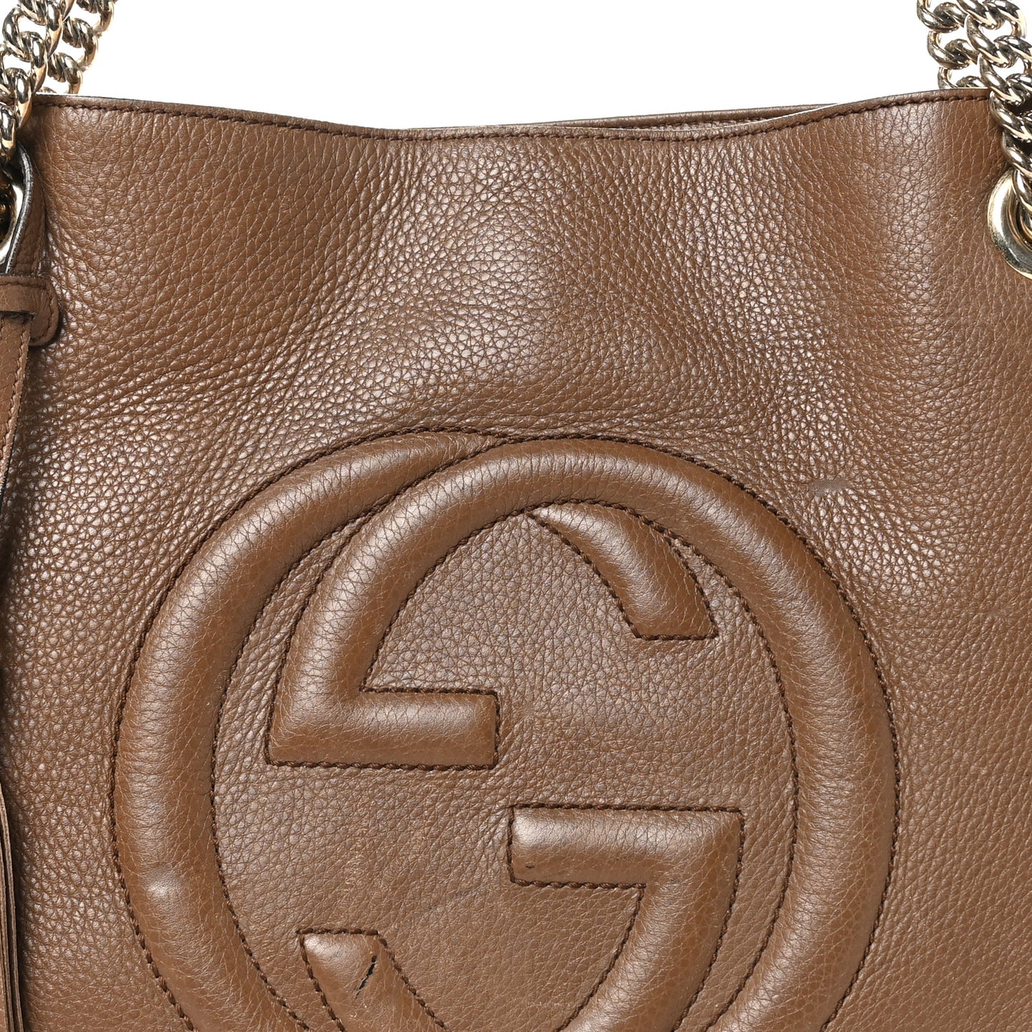 Pebbled Calfskin Medium Soho Chain Shoulder Bag Maple Brown