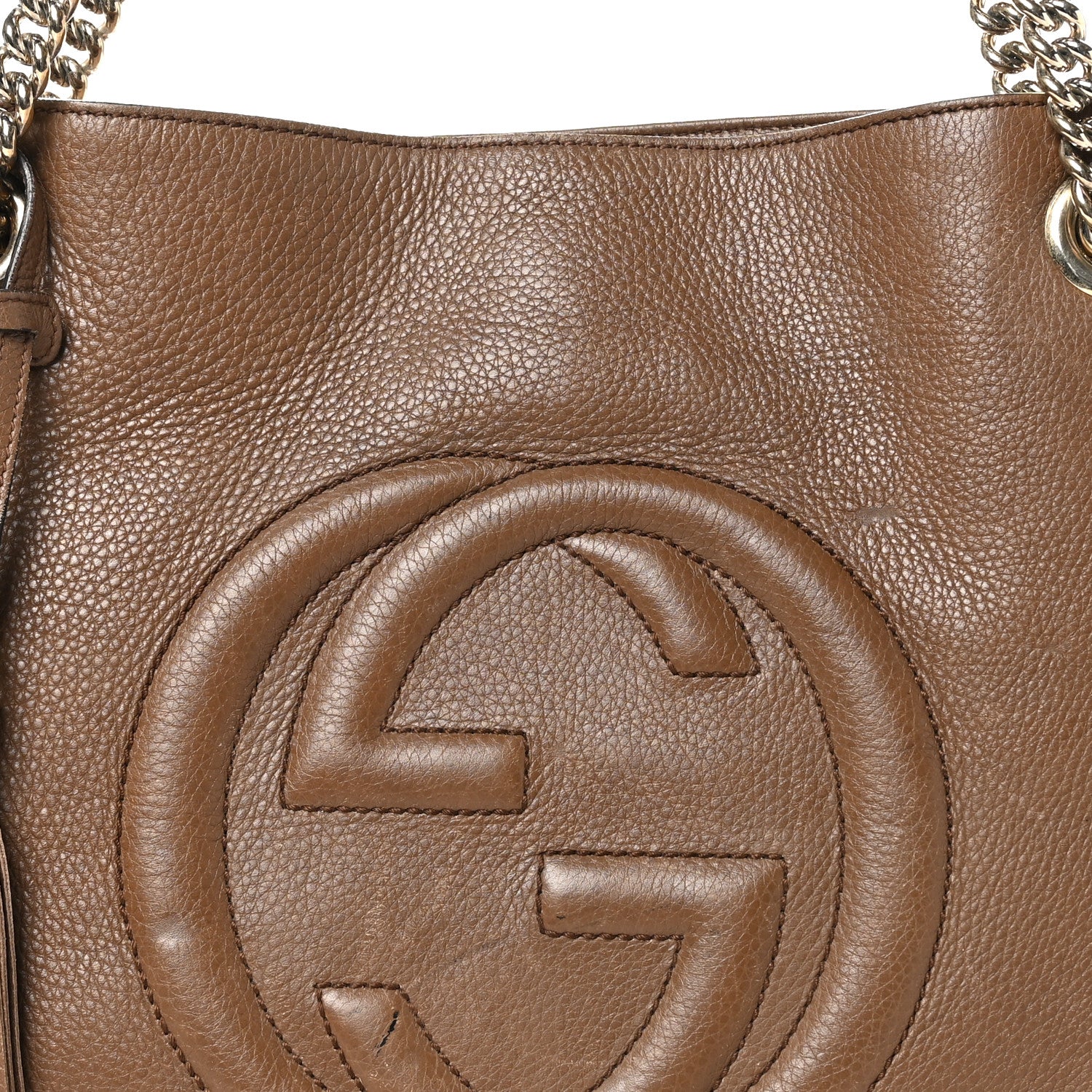 Gucci Pebbled Calfskin Medium Soho Chain Shoulder Bag Maple Brown 8 of 12