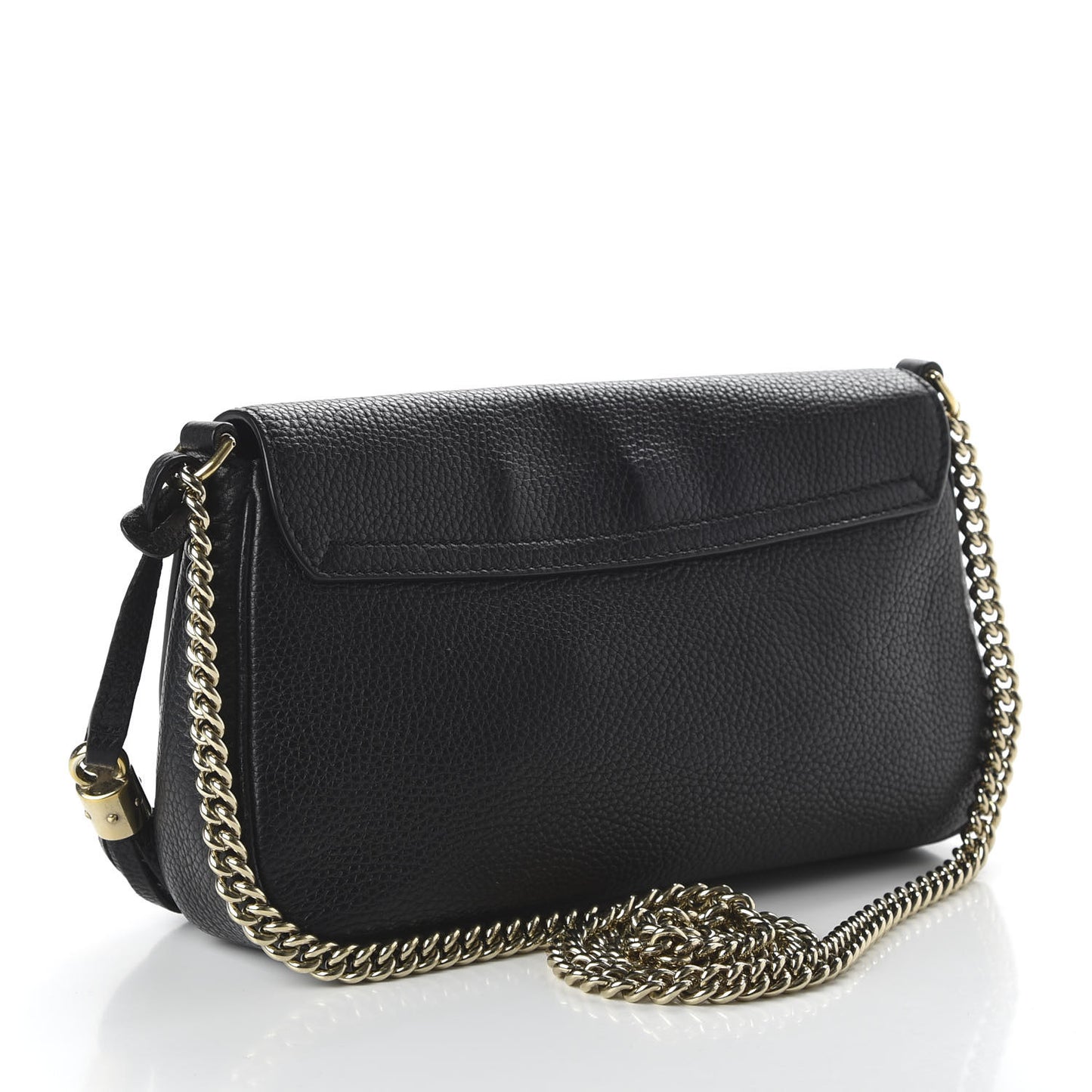 Pebbled Calfskin Medium Soho Flap Crossbody Black