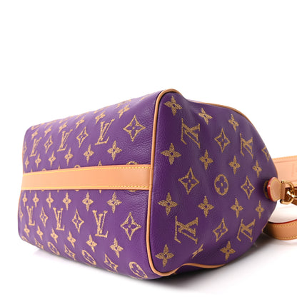 Louis Vuitton Calfskin Embroidered Monogram Speedy P9 Bandouliere 30 Golden Lotus Purple 10 of 10