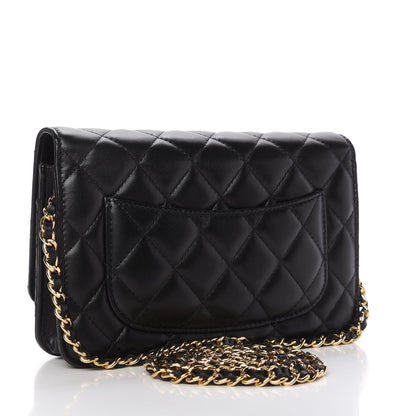 Chanel Lambskin Quilted Wallet On Chain WOC Black 3 of 12