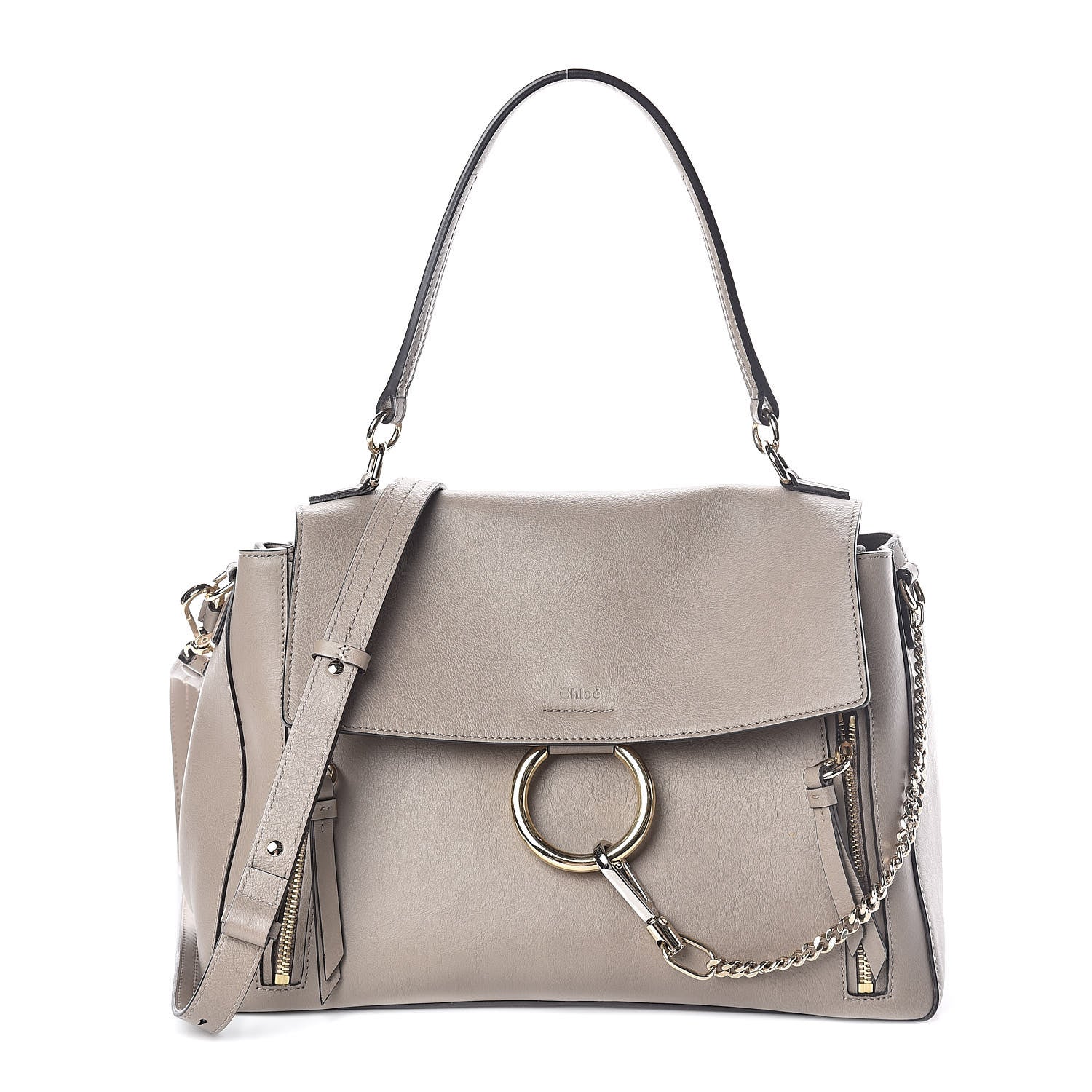 Chloe Calfskin Medium Faye Day Shoulder Bag Motty Grey 1 of 9