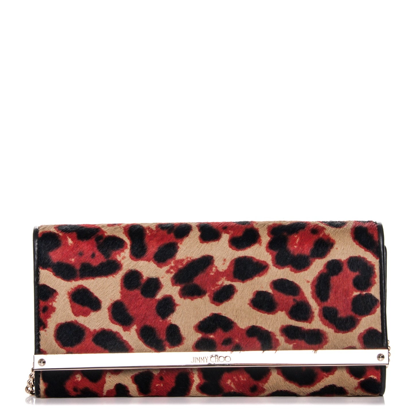 Calf Hair Leopard Print Milla Wallet on Chain Tabasco